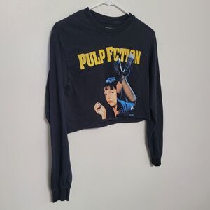 Pulp Fiction Women’s Small Black Long Sleeve Cropped Graphic Tee GUC